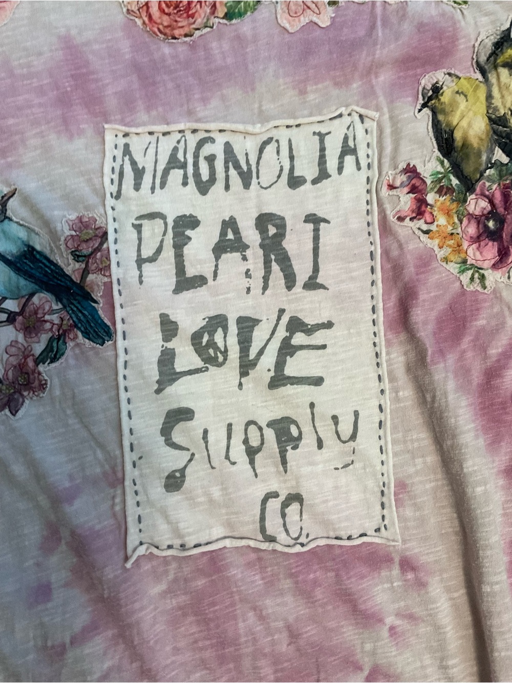 🌸🌺Magnolia Pearl Tie Dye Cat Floral Applique Maxi Dress OS EUC Boho Luxury Chic - Picture 6 of 11